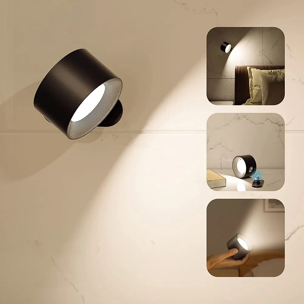 Cordless LED Wall Light Rechargeable Magnetic Wall Lamp with Rotating Head Dimmable Touch or Remote Control for Bedroom | Hallway and Stairs