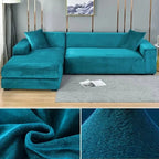 Velvet Stretch Sofa Cover Elastic Non-Slip Plush Couch Slipcover Soft Machine Washable Furniture Protector for Living Room