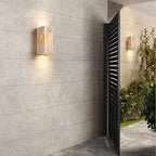 Minimalist Travertine Stone Outdoor LED Wall Light With Natural Cave Stone Shade