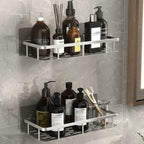 Adhesive Bathroom Shelf Drill-Free Shower Caddy Stainless Steel Wall Shelf Organiser for Shampoo and Toiletries