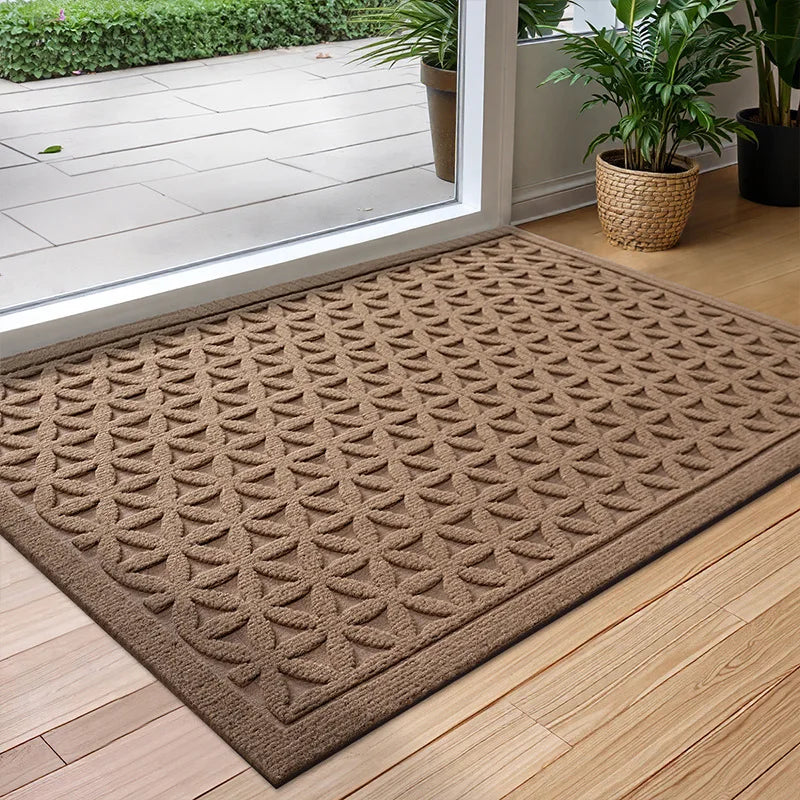 Absorbent Door Mat Non Slip Indoor Outdoor Entrance Mat Woven Polyester Doormat with Rubber Backing Dirt Trapping Mat for Front Door | Hallway