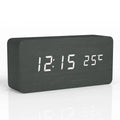 Wooden Digital Alarm Clock LED Display Silent Non Ticking Desk Clock with Temperature Display Minimalist Wood Block Bedside Clock for Bedroom
