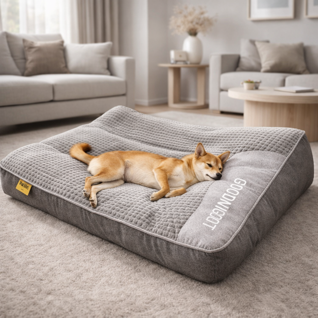 Orthopaedic Dog Bed with Headrest Removable Washable Velvet Cover Supportive Dog Cushion Mattress for Medium and Large Dogs