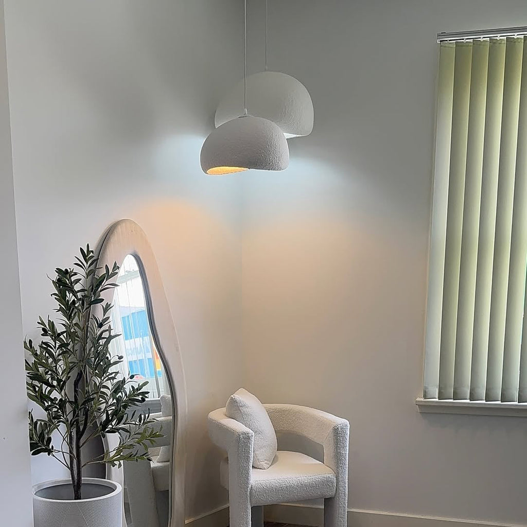 Wabi-Sabi Polystyrene Pendant Light With Spherical Dome Shade
