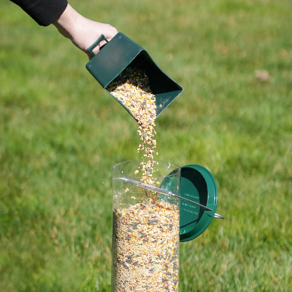 Squirrel Proof Bird Feeder Metal Hanging Tube Feeder with Weight Activated Rotating Perch and Four Feeding Ports for Wild Birds in Garden | Patio