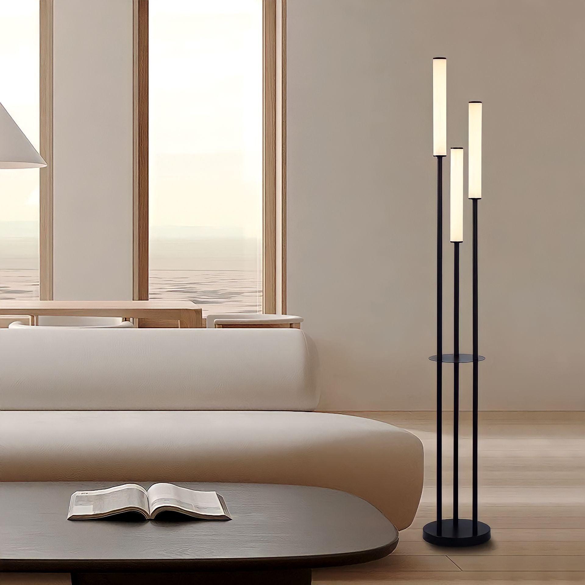 Modern 3-Light LED Floor Lamp With Tall Tube Shades