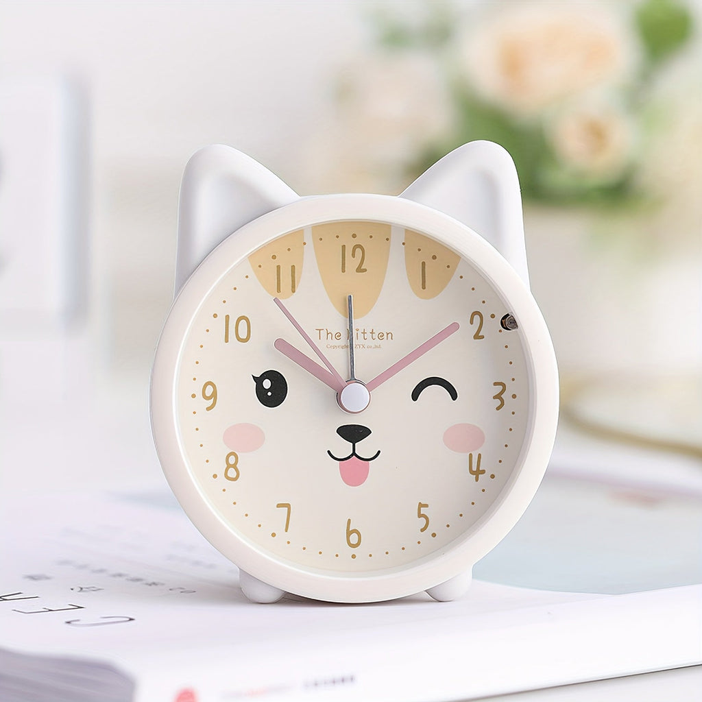 Silent Kids Alarm Clock with Night Light Cute Animal Bedside Clock Non-Ticking Battery Operated Children's Alarm Clock for Bedroom and Nursery