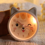 Silent Kids Alarm Clock with Night Light Cute Animal Bedside Clock Non-Ticking Battery Operated Children's Alarm Clock for Bedroom and Nursery