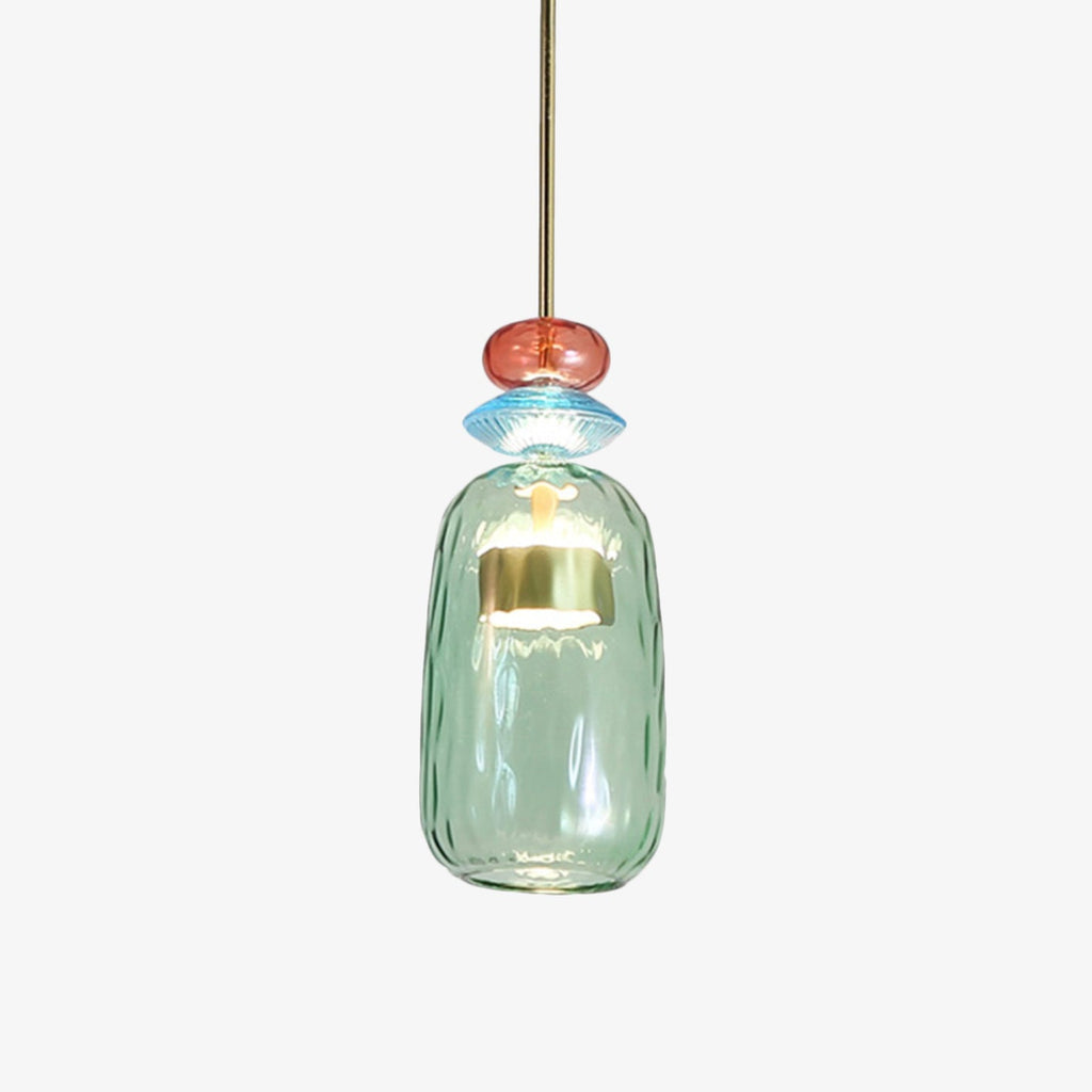 Coloured Glass Multi Pendant Lights With LED Light