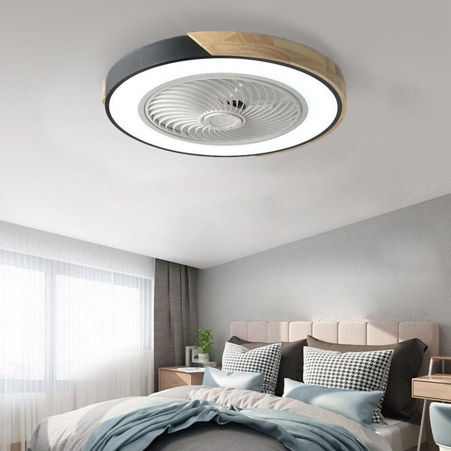 Ceiling Fan Ceiling Light With Wood Trim LED Light