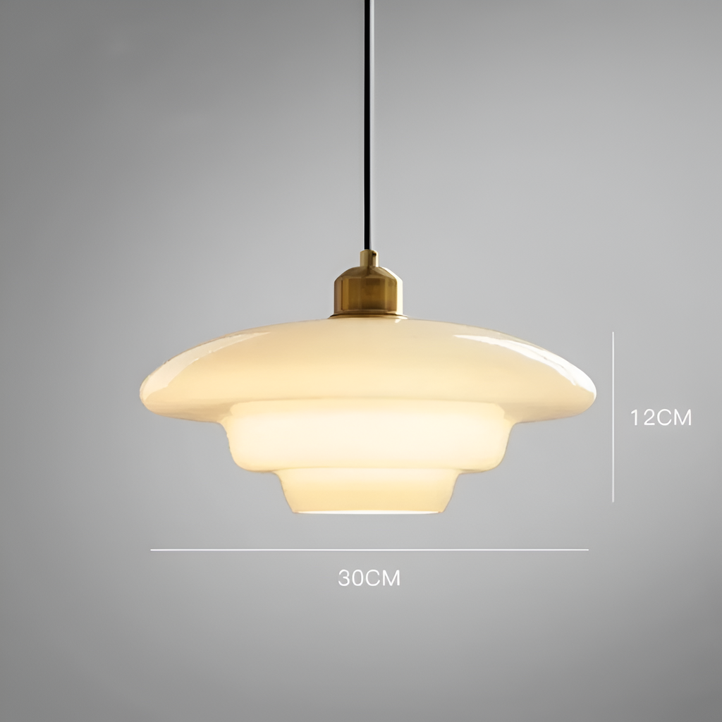 Art Deco Layered Glass Pendant Light With Tiered Shade