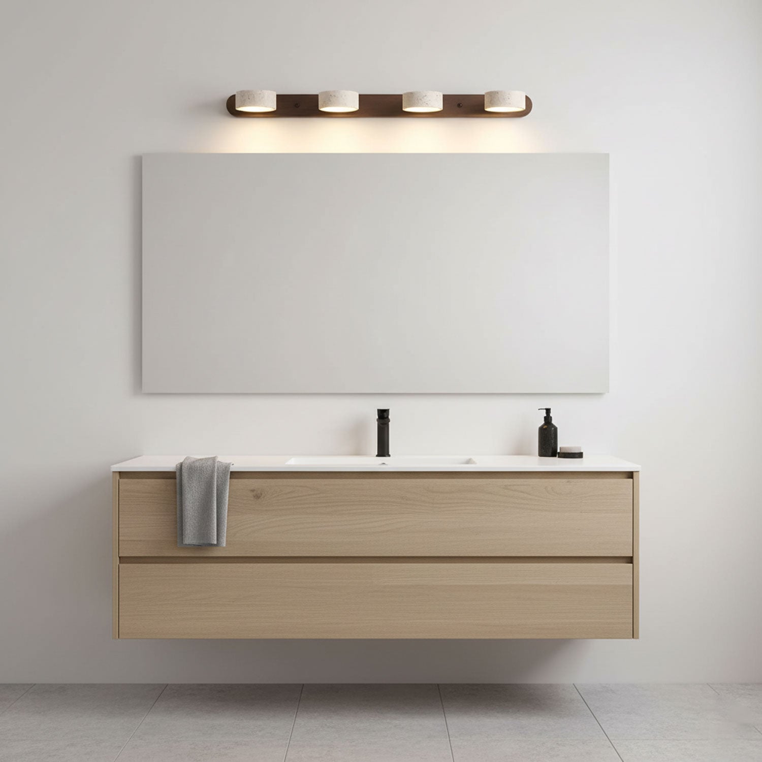 Travertine Duo 2-Light Wall Light With Wood Backplate