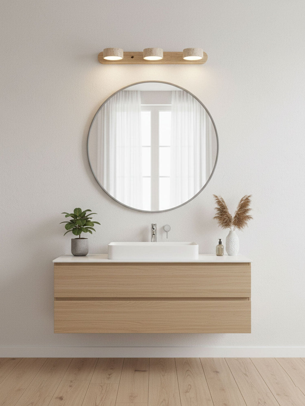 Travertine Duo 2-Light Wall Light With Wood Backplate