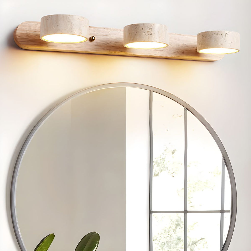 Travertine Duo 2-Light Wall Light With Wood Backplate