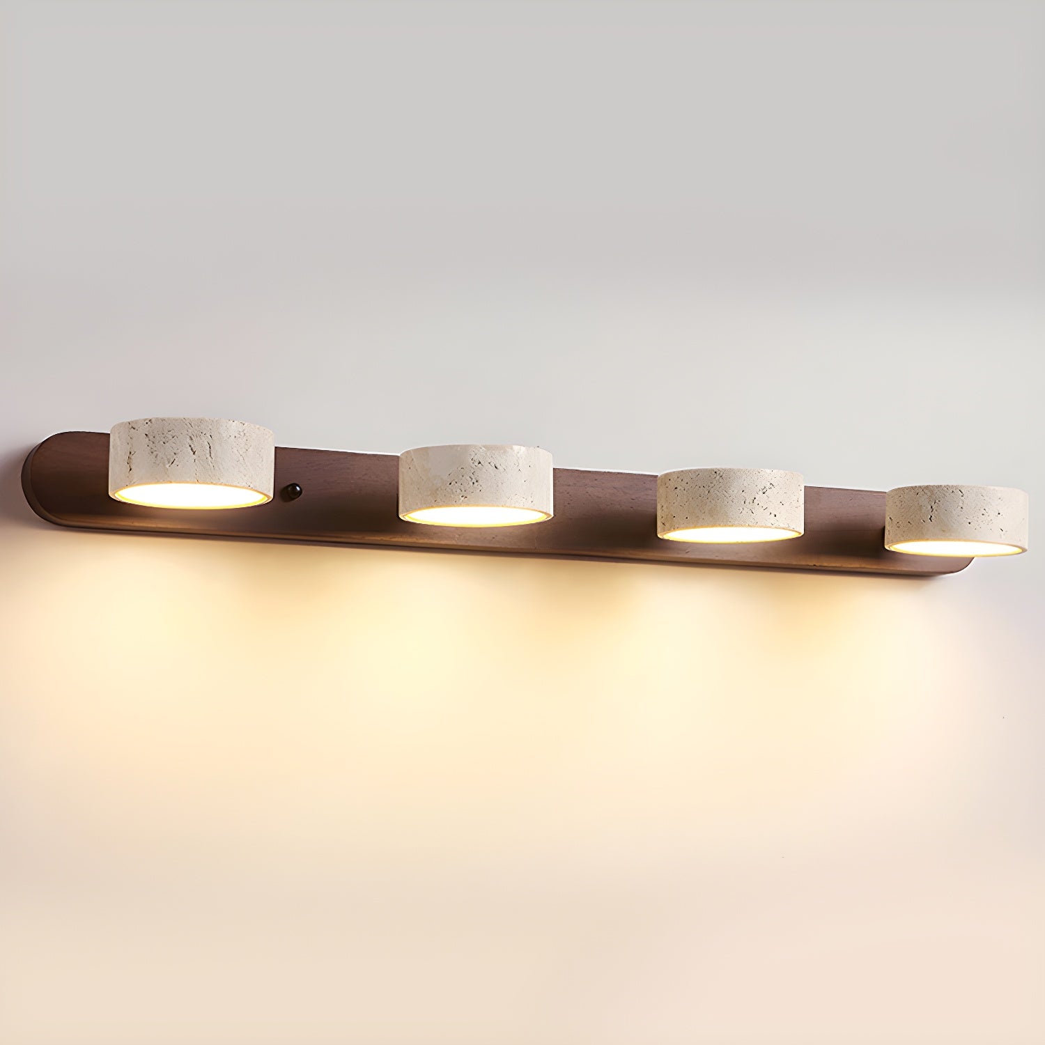 Travertine Duo 2-Light Wall Light With Wood Backplate