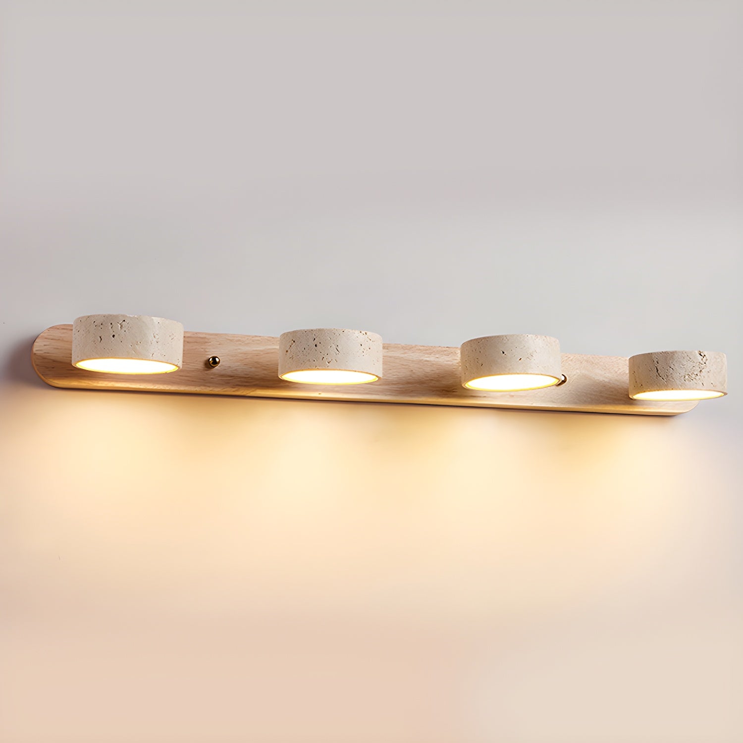 Travertine Duo 2-Light Wall Light With Wood Backplate