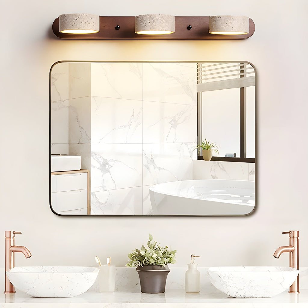 Travertine Duo 2-Light Wall Light With Wood Backplate