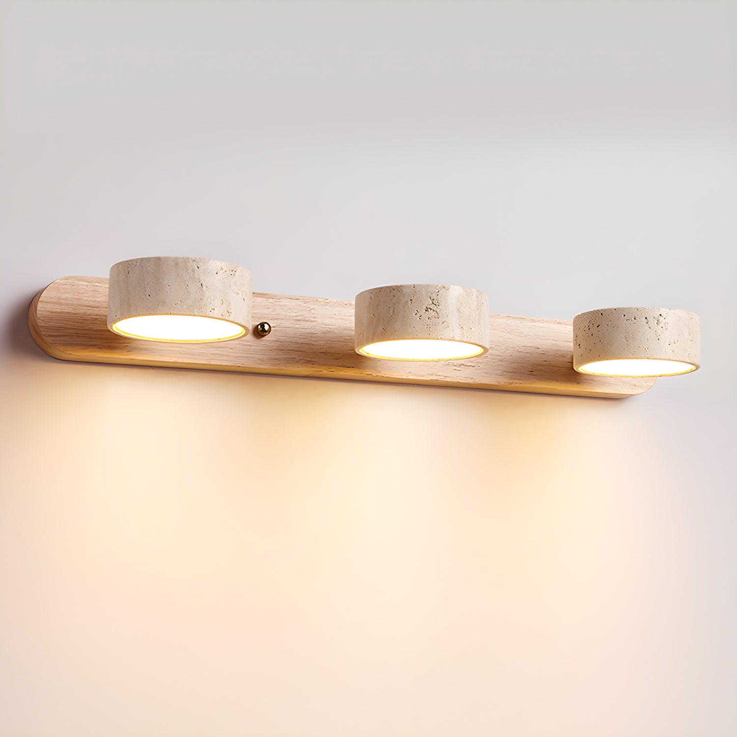 Travertine Duo 2-Light Wall Light With Wood Backplate