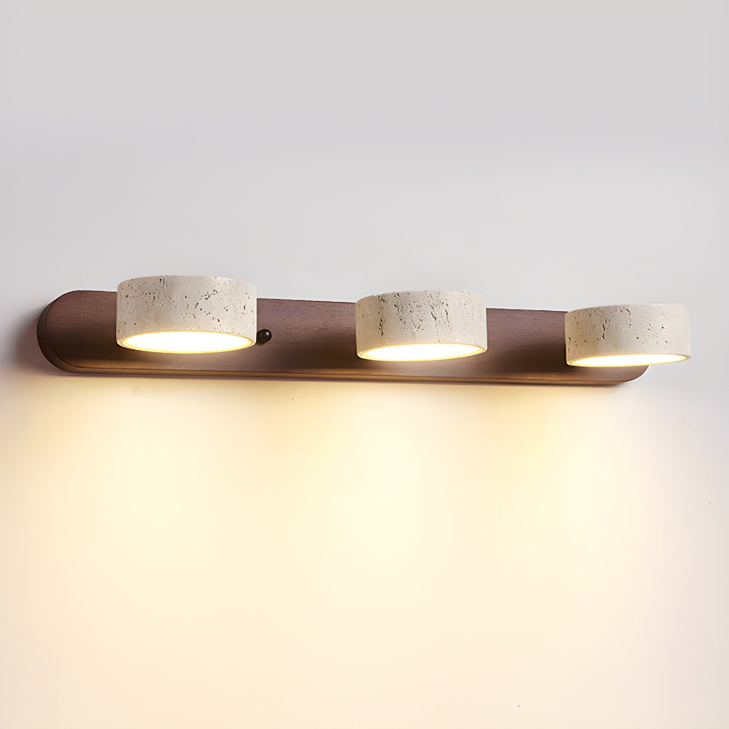 Travertine Duo 2-Light Wall Light With Wood Backplate