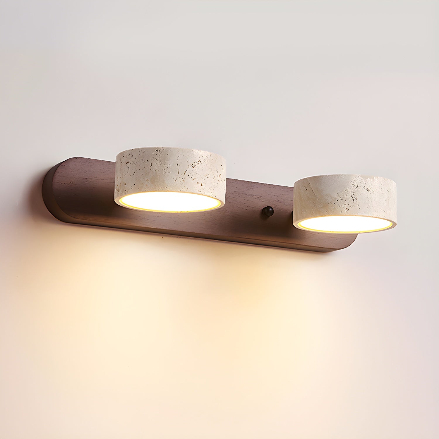 Travertine Duo 2-Light Wall Light With Wood Backplate