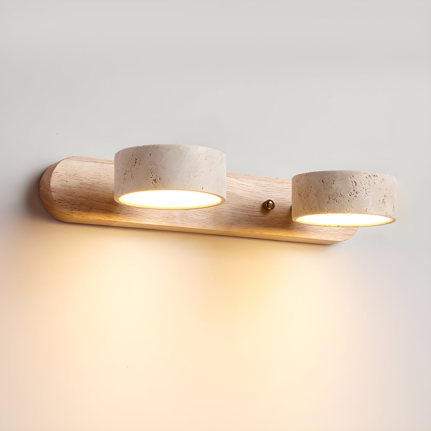 Travertine Duo 2-Light Wall Light With Wood Backplate