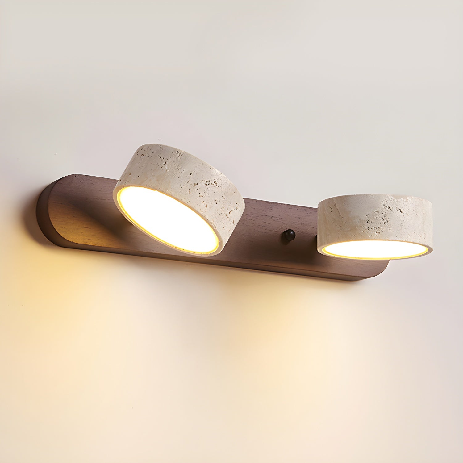 Travertine Duo 2-Light Wall Light With Wood Backplate