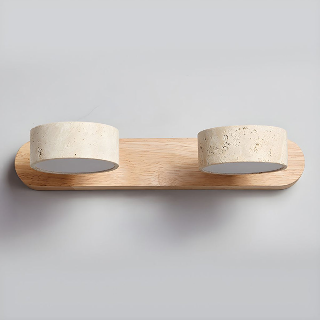 Travertine Duo 2-Light Wall Light With Wood Backplate