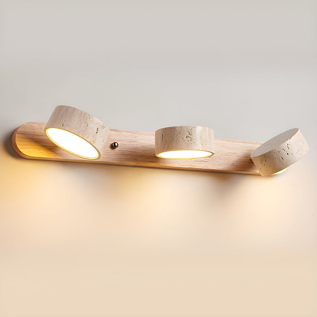 Travertine Duo 2-Light Wall Light With Wood Backplate