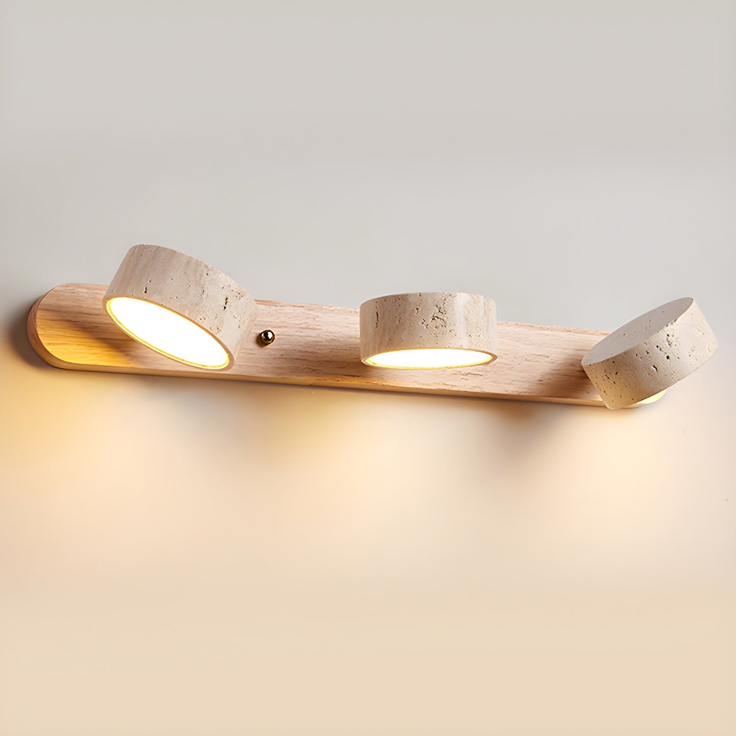 Travertine Duo 2-Light Wall Light With Wood Backplate
