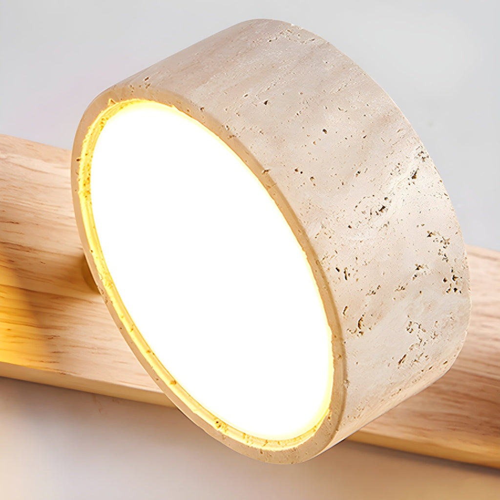 Travertine Duo 2-Light Wall Light With Wood Backplate