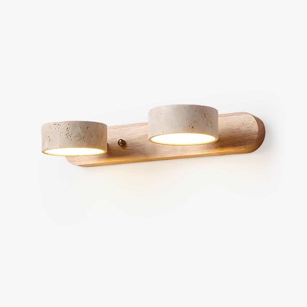 Travertine Duo 2-Light Wall Light With Wood Backplate