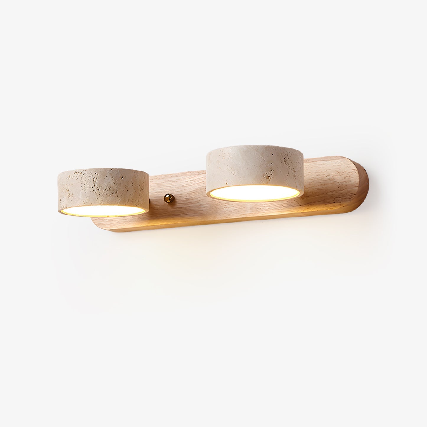 Travertine Duo 2-Light Wall Light With Wood Backplate