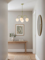 Five-Light Floral Glass Chandelier With Curved Arms