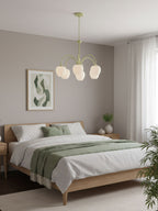 Five-Light Floral Glass Chandelier With Curved Arms