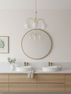 Five-Light Floral Glass Chandelier With Curved Arms