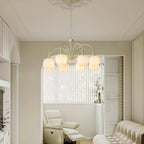 Five-Light Floral Glass Chandelier With Curved Arms
