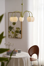 Five-Light Floral Glass Chandelier With Curved Arms