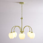 Five-Light Floral Glass Chandelier With Curved Arms