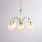 Five-Light Floral Glass Chandelier With Curved Arms