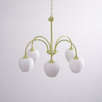 Five-Light Floral Glass Chandelier With Curved Arms