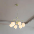 Five-Light Floral Glass Chandelier With Curved Arms