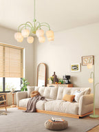 Five-Light Floral Glass Chandelier With Curved Arms
