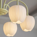 Five-Light Floral Glass Chandelier With Curved Arms