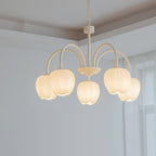 Five-Light Floral Glass Chandelier With Curved Arms