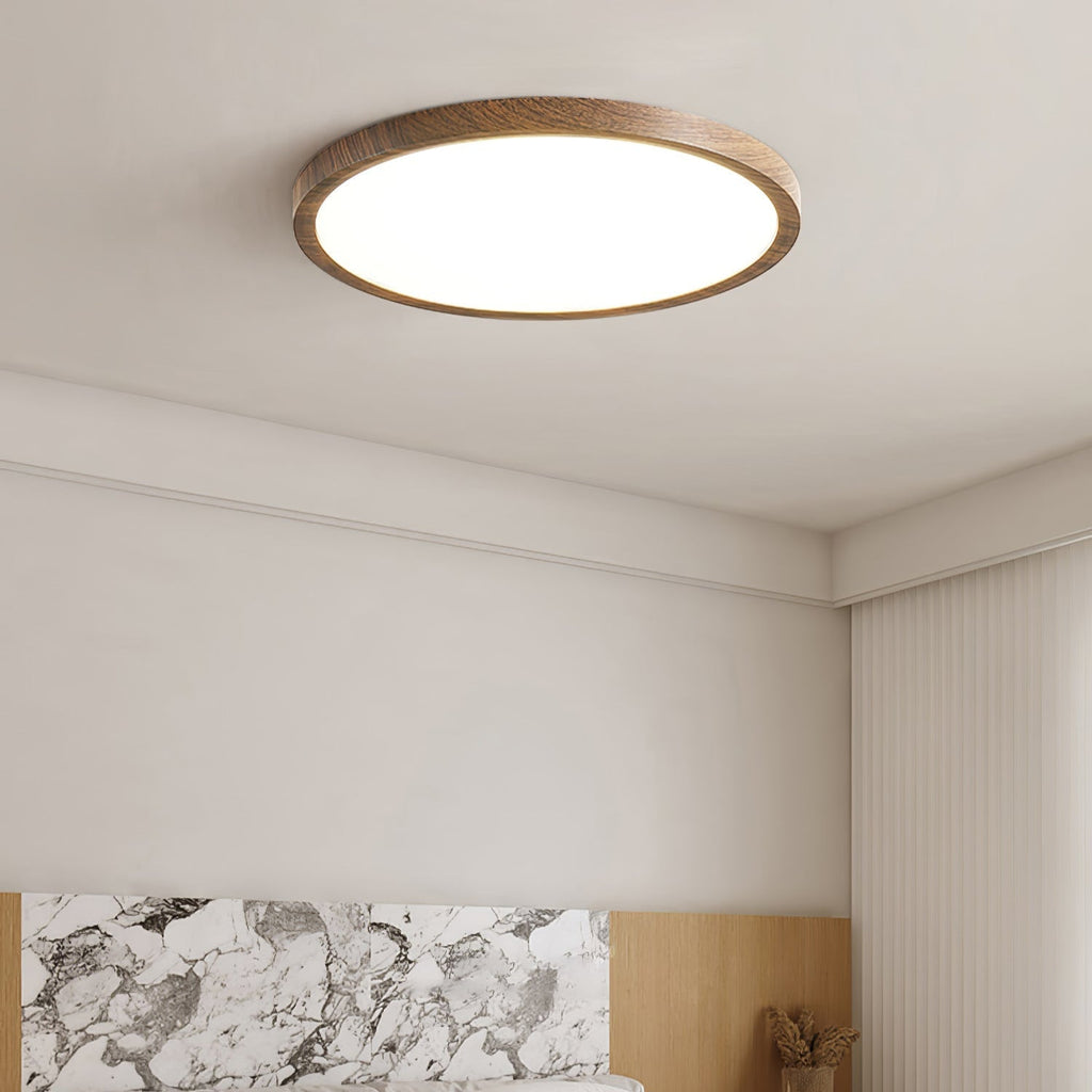Modern Wood Flush Mount Ceiling Light With Dimmable Glow — Ashbury Home & Living