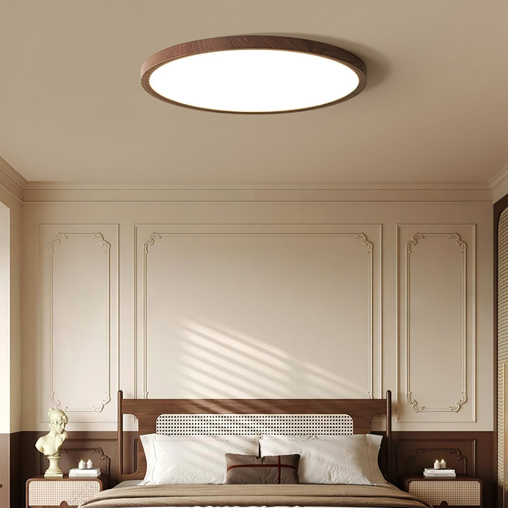 Modern Wood Flush Mount Ceiling Light With Dimmable Glow — Ashbury Home & Living