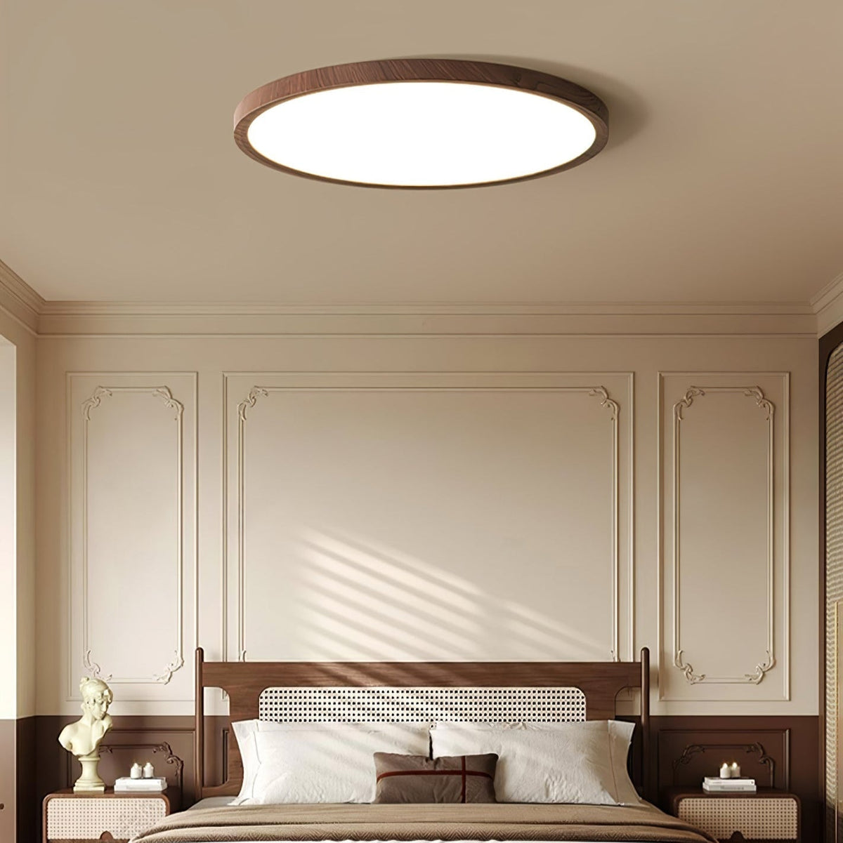 Modern Wood Flush Mount Ceiling Light With Dimmable Glow — Ashbury Home & Living