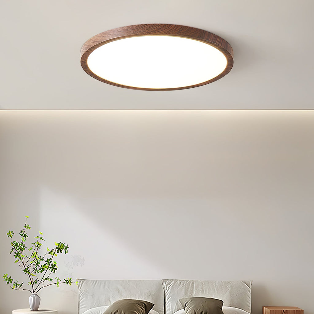 Modern Wood Flush Mount Ceiling Light With Dimmable Glow — Ashbury Home & Living