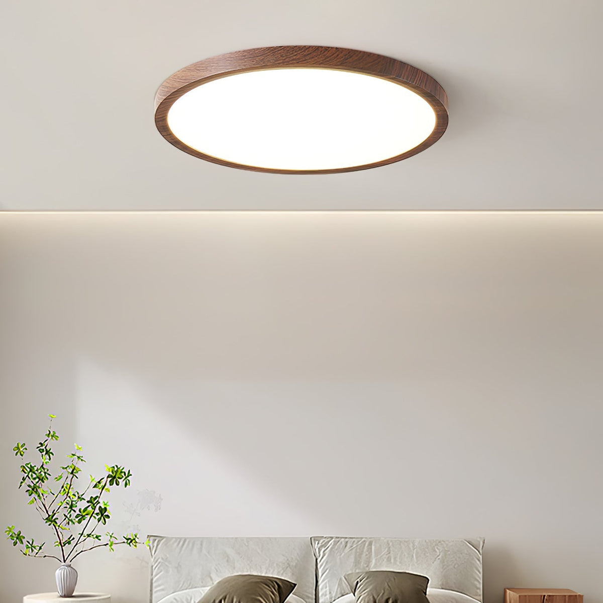 Modern Wood Flush Mount Ceiling Light With Dimmable Glow — Ashbury Home & Living