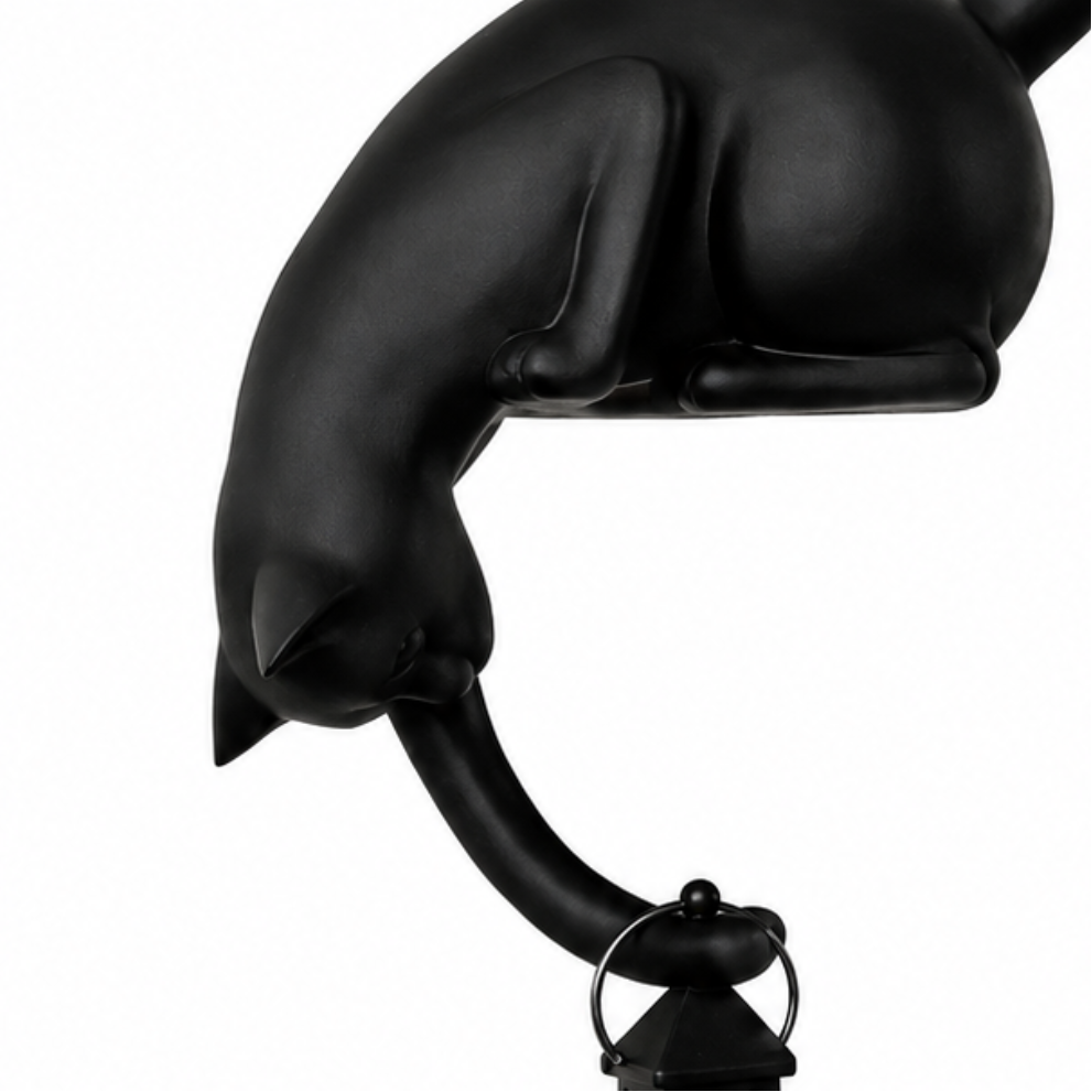 Cat Shelf Sitter Figurine with Hanging LED Lantern Battery Operated Bookshelf Decor Night Light Sculpture for Shelf Edges | Bedroom and Living Room